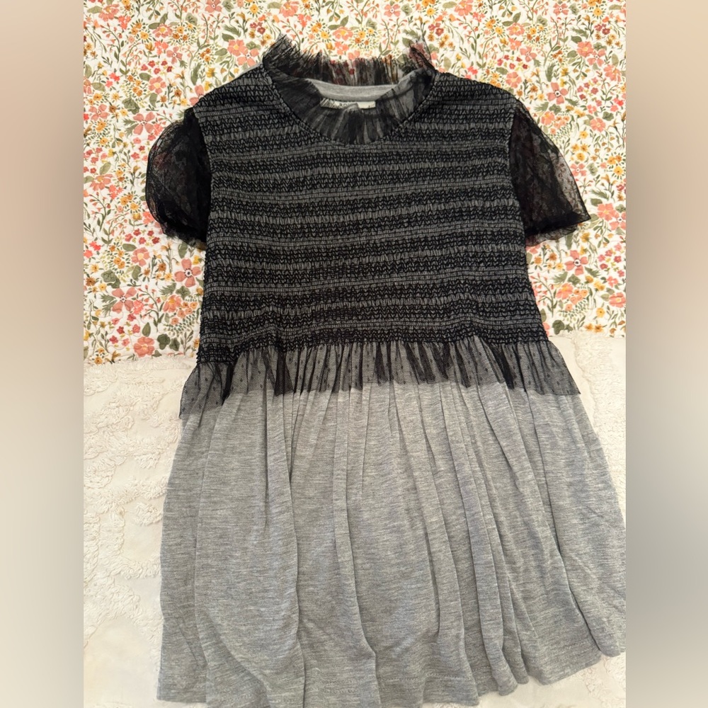 Valentino Roma size small black gray mesh lace tee top short sleeve